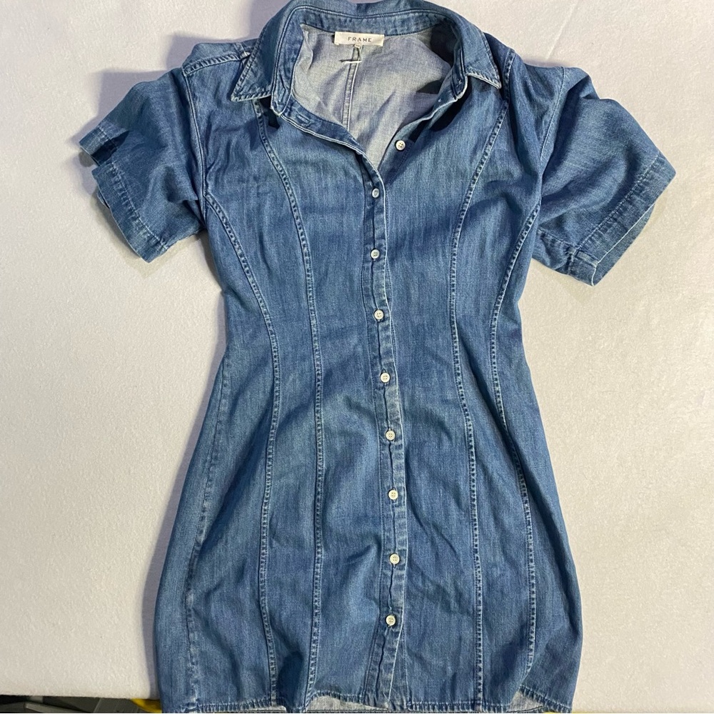 Frame Denim Blue Button-Down Dress - Picture 2 of 12